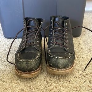 Well worn red wing working boots